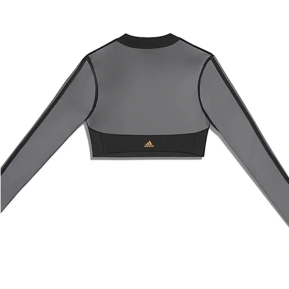 Ivy Park - Black Crop Top - Sheer Long Sleeved - Size L